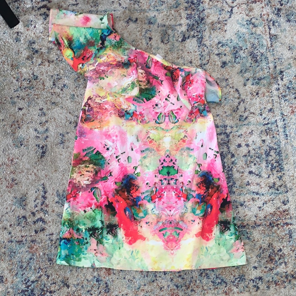 One shoulder floral dress